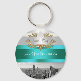 Porte-clés Suite d'invitation NYC Skyline BW 05 Blanc sarcell