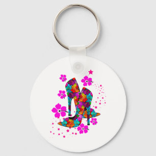 Porte-clés Summer High Heel Shoes Hot Pink Flowers