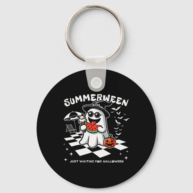Porte-clés Summerween Éffrayant Halloween Vibes d'été Citroui (Recto)