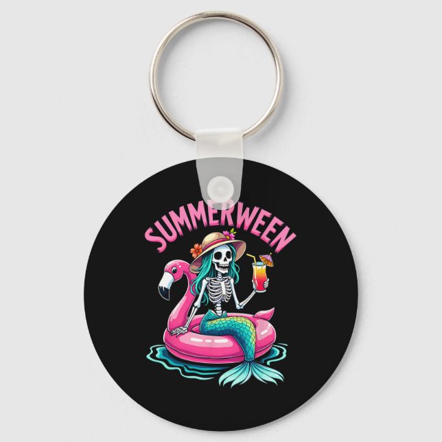 Porte-clés Summerween Mermaid Skeleton Beach Flamant rose Hal (Recto)