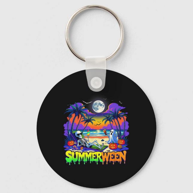 Porte-clés Summerween Skeleton Ghost Beach Drôle Éffrayant Ha (Recto)