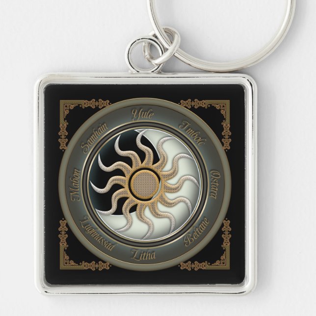 Porte-clés Sun et roue de païen de lune (Devant)