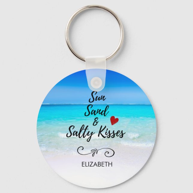 Porte-clés Sun Sand and and Salty Kisses Tropical Beach (Recto)