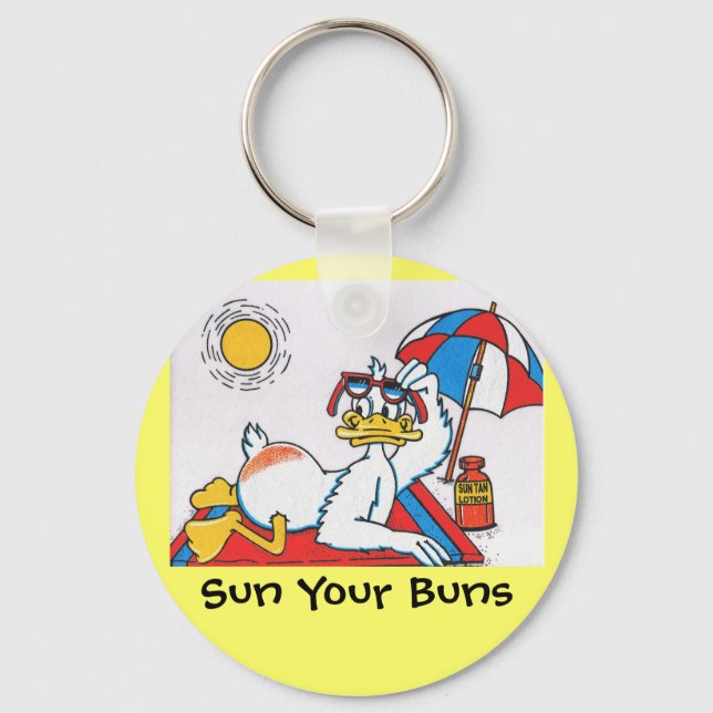 Porte-clés Sun Your Buns Vacation Humour (Recto)