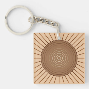 Porte-clés Sunburst géométrique moderne - Brown et Tan
