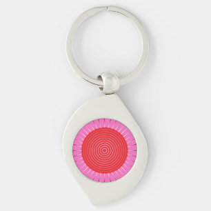 Porte-clés Sunburst géométrique moderne - Fuchsia et rouge