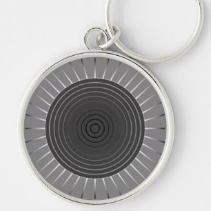 Porte-clés Sunburst géométrique moderne - Hématite foncé gris