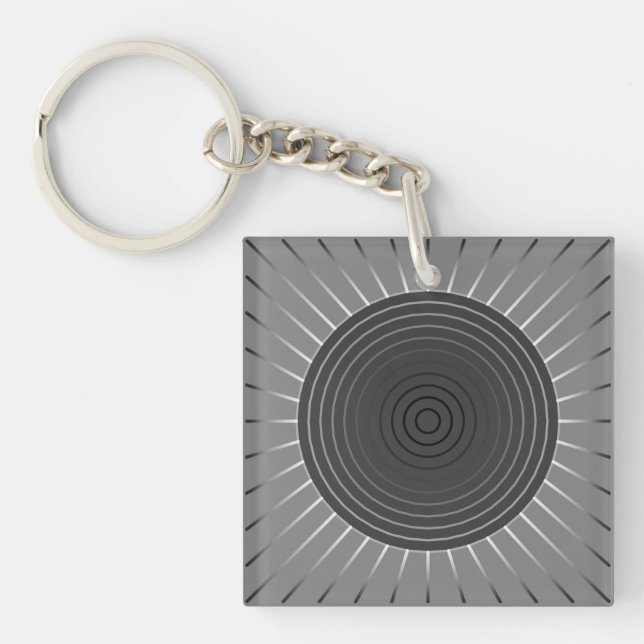 Porte-clés Sunburst géométrique moderne - Hématite foncé gris (Devant)