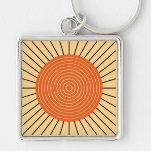 Porte-clés Sunburst géométrique moderne - Mandarin Orange