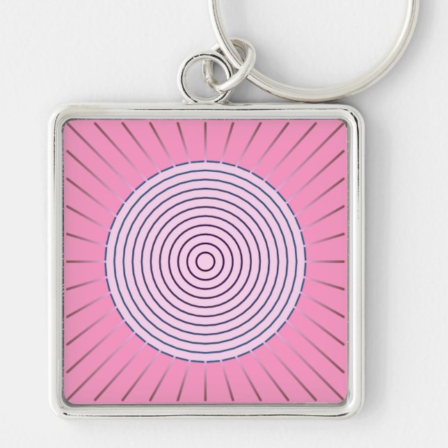 Porte-clés Sunburst géométrique moderne - Nuances de rose (Devant)