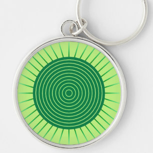 Porte-clés Sunburst géométrique moderne - Vert émeraude et ch