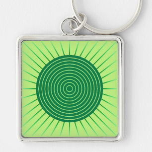 Porte-clés Sunburst géométrique moderne - Vert émeraude et ch