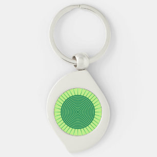 Porte-clés Sunburst géométrique moderne - Vert émeraude et ch