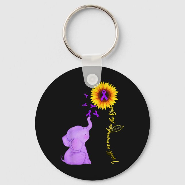 Porte-clés Sunflower Alzheimer Awareness Je Me Souviendrai De (Recto)