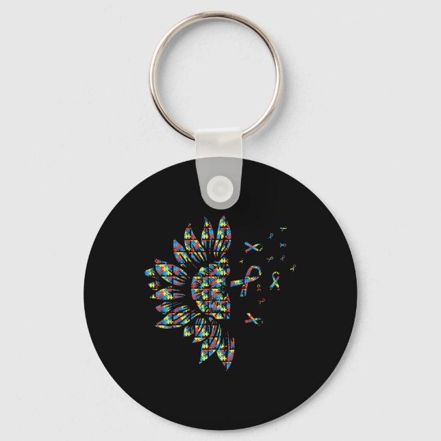 Porte-clés Sunflower Autism Puzzle Pièce Ruban Cool Prix (Recto)