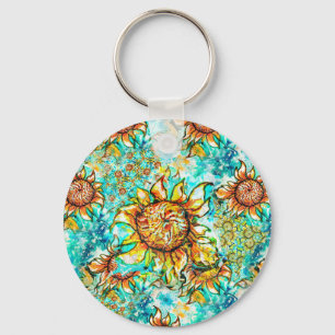 Porte-clés Sunflower Craze coloré motif d'été