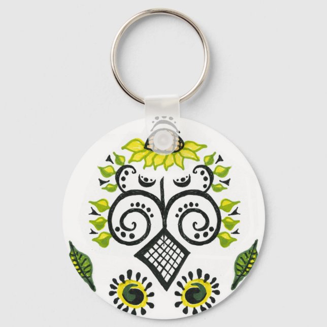Porte-clés Sunflower Folk Motif par Alexandra Cook (Recto)