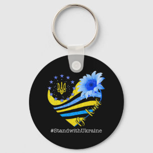 Porte-clés Sunflower Heart drapeau ukrainien Soyez un stand a