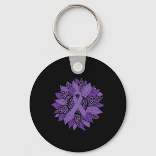 Porte-clés Sunflower Purple Ribbon Fibromyalgie Sensibilisati