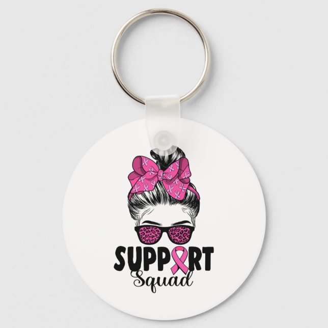 Porte-clés Sungles Messy Bun Support Squad Cancer du sein (Recto)