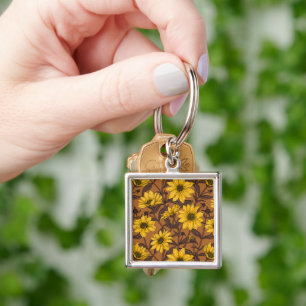 Porte-clés Sunroot, tournesol sauvage en jaune et marron