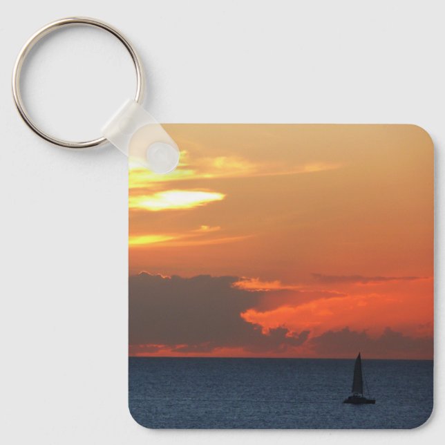 Porte-clés Sunset Clouds and Sailboat Seascape (Recto)