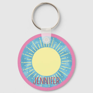 Porte-clés Sunshine Jaune Dans Ciel Bleu Nom Personnalisé