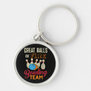 Porte-clés Super Balls Fire Bowling Team Shirt Funny Vintage