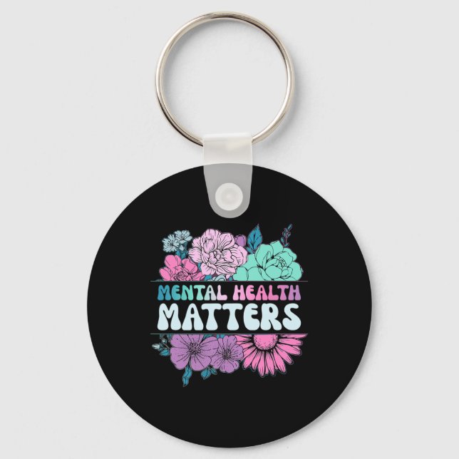 Porte-clés Super Fleur Rétro Problèmes de santé mentale (Recto)