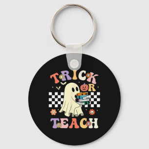 Porte-clés Super Halloween Trick Ou Enseigner Retro Floral Fa