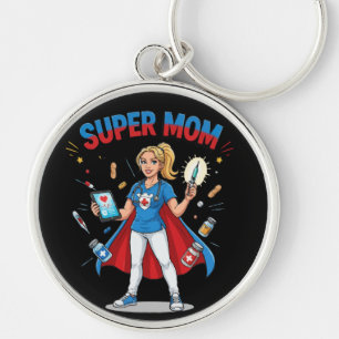 Porte-clés Super Maman Infirmière Super-héroïne Typographie