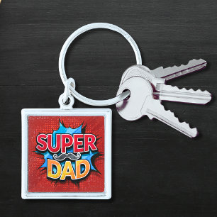 Porte-clés Super Papa Mustache Grunge moderne