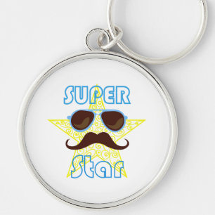 Porte-clés Super Star avec lunettes de soleil et moustache
