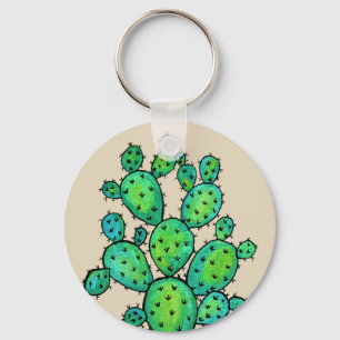 Porte-clés Superbe aquarelle prickly Cactus