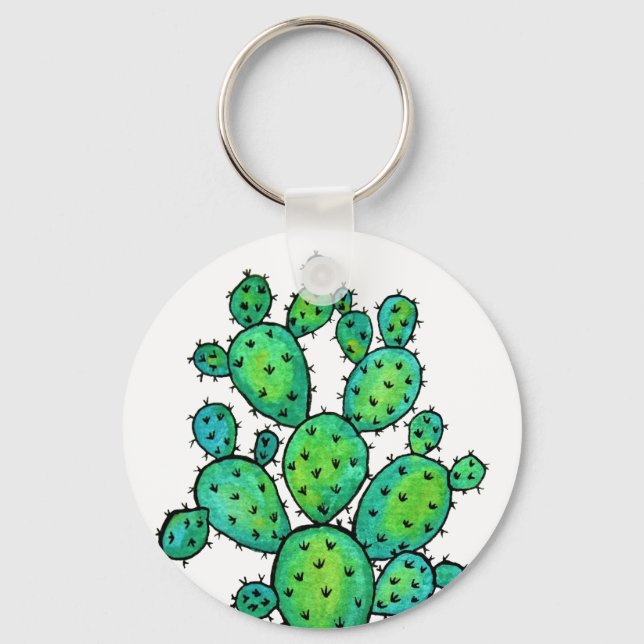 Porte-clés Superbe aquarelle prickly Cactus (Recto)