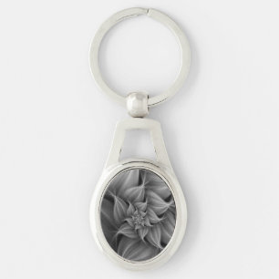 Porte-clés Superbe fleur grise fractale