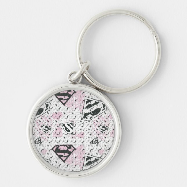 Porte-clés Supergirl Motif de logo rose et blanc (Devant)