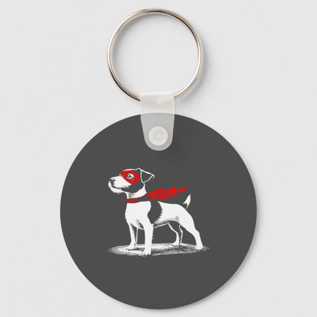 Porte-clés Superhero Dog Cape Illustration Funny Loyal Pet He (Recto)