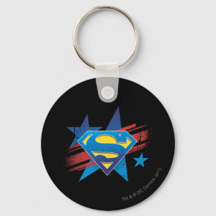 Porte-clés Superman Stylisé  Logo des étoiles et des stries