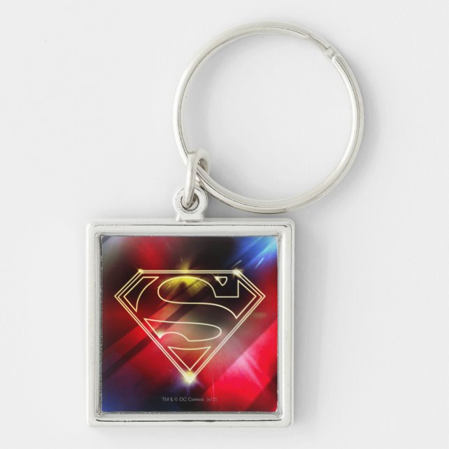 Porte-clés Superman Stylisé | Logo en plan jaune brillant (Devant)