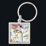 Porte-clés Superposition de fleurs - Aquarelle Fleurs pastel<br><div class="desc">Superposition de fleurs I par Jennifer Goldberger. Fleurs et tiges dans un style aquarelle,  principalement avec des couleurs claires.</div>