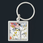 Porte-clés Superposition de fleurs - Aquarelle Fleurs pastel<br><div class="desc">Superposition de fleurs I par Jennifer Goldberger. Fleurs et tiges dans un style aquarelle,  principalement avec des couleurs claires.</div>