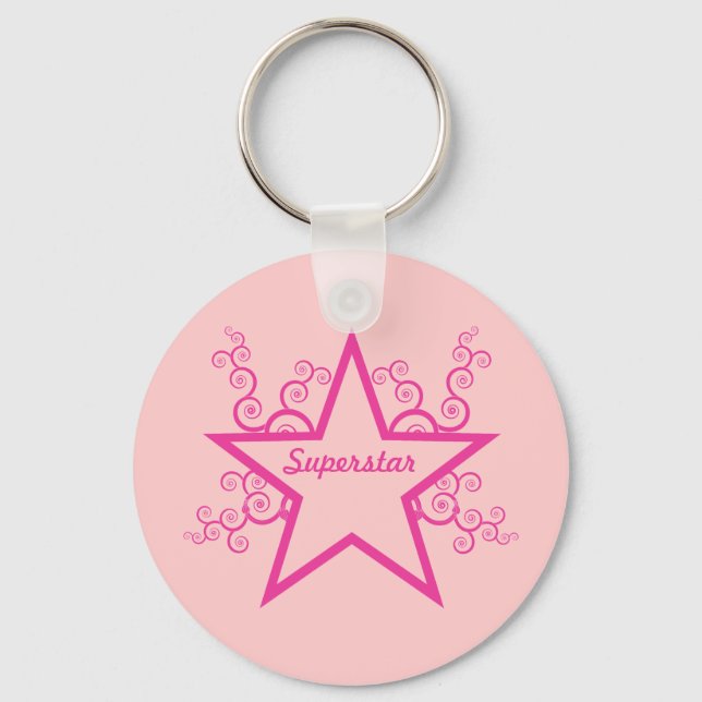 Porte-clés Superstar Swirls Keychain, Bright Pink (Recto)