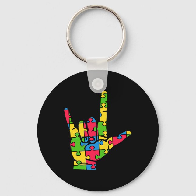 Porte-clés Support Autism Love Sign Language (Recto)