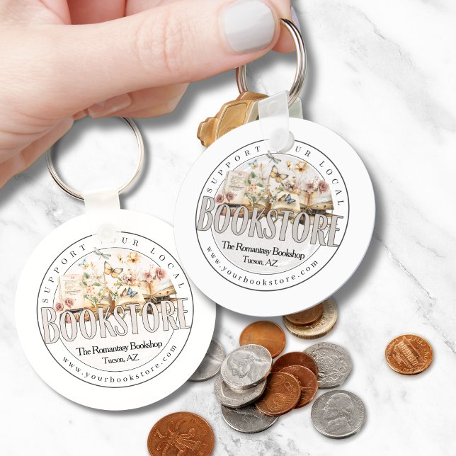 Porte-clés Support de votre librairie locale Book Club person (custom personalized book store bookshop keychains for marketing advertising book club shop local)