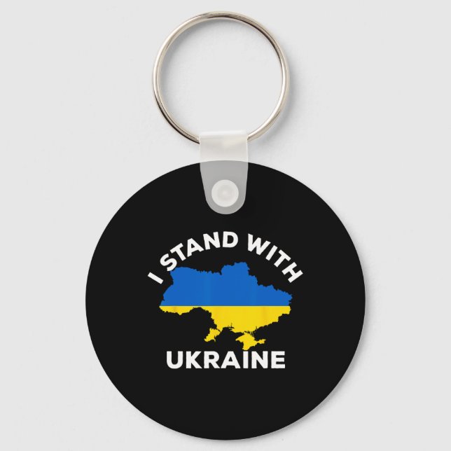 Porte-clés Support Ukraine I Stand With Ukraine Ukrainian Map (Recto)