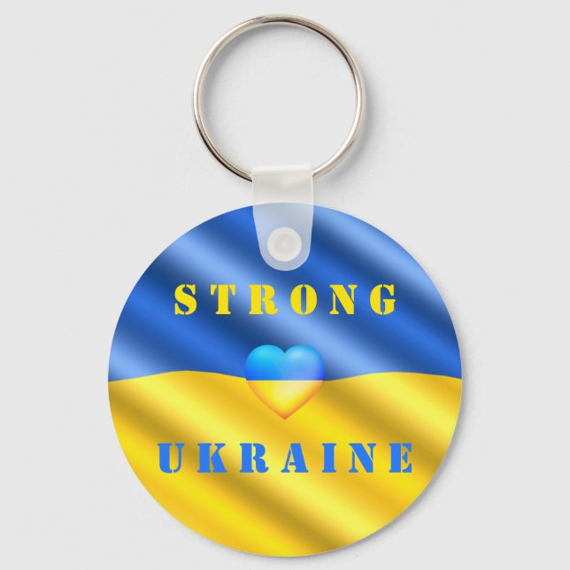 Porte-clés Support Ukraine - Strong - Flag - Freedom - Peace  (Recto)