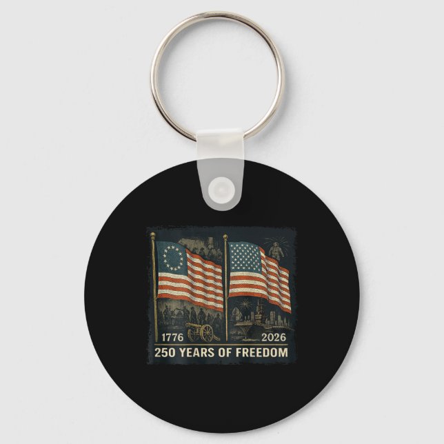 Porte-clés Sur Ck Drapeau Betsy Ross 250 Ans De Liberté 1776- (Recto)