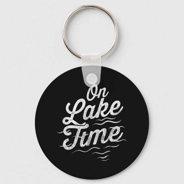 Porte-clés Sur le lac, drôle de pêche et de navigation en été (Recto)
