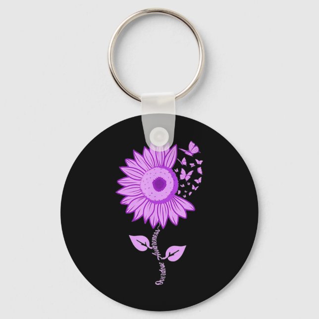 Porte-clés Surdose de tournesol violet de papillon (Recto)